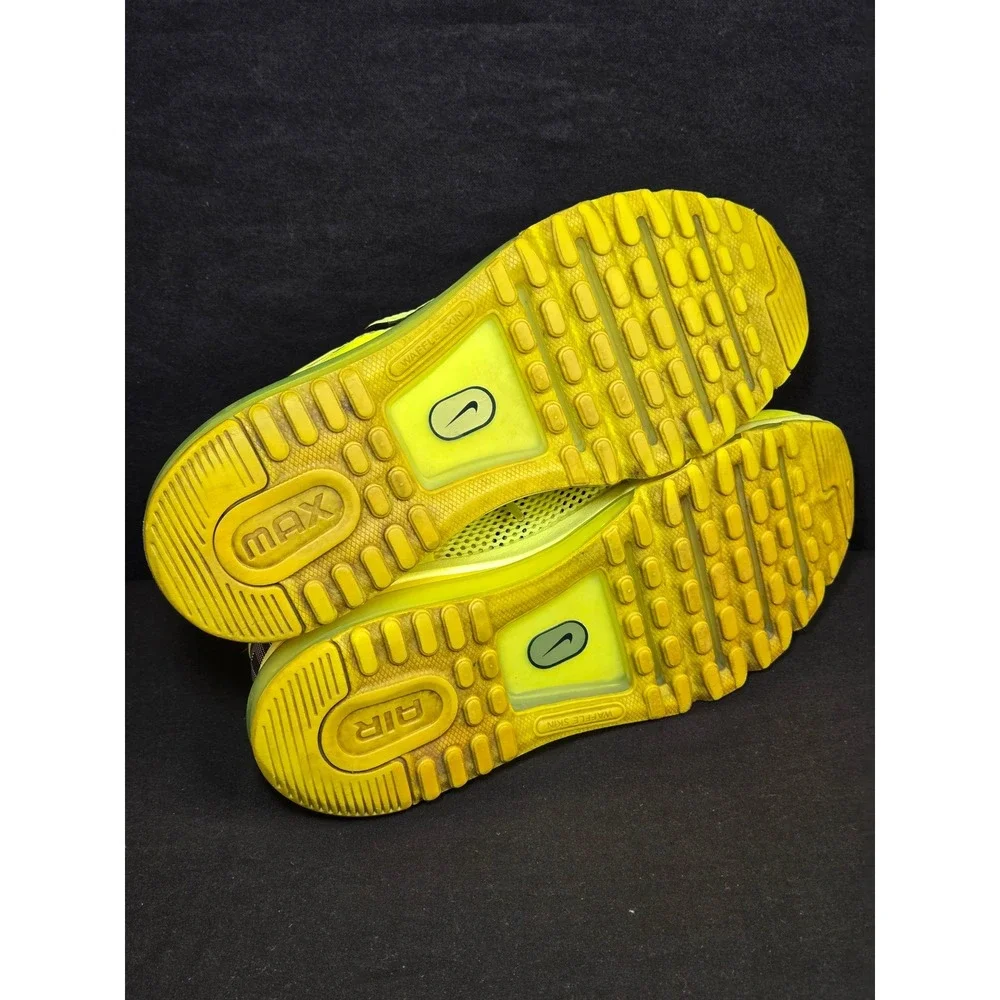 Nike Air Max 2013 Volt Yellow Black Kids Running Shoes 555426-700 7Y